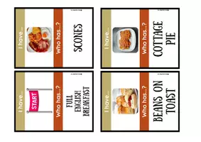 Vista previa - Tarjetas / Manipulativos - BRITISH DISHES: I HAVE... WHO HAS...? - página 2