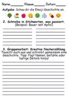 Vorschau - Arbeitsblätter - SCHWERE Emoji-Geschichten / Smiley-Sätze / Kurzgeschichten / Unterrichtsidee - Seite 1