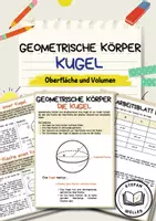 Vorschau - Arbeitsblätter - Kugel - Eigenschaften, Volumen und Oberfläche - Deckblatt