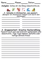 Vorschau - Arbeitsblätter - MITTELSCHWERE Emoji-Geschichten / Smiley-Sätze / Kurzgeschichten / Unterrichtsidee - Seite 1