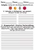 Vorschau - Arbeitsblätter - EINFACHE Emoji-Geschichten / Smiley-Sätze / Kurzgeschichten / Unterrichtsidee - Seite 1