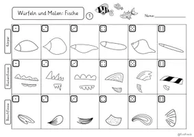 Vorschau - Spiele - Würfeln und Malen Fische, Kunst, Grundschule - Seite 2