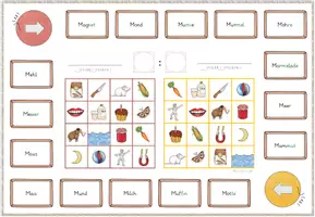 Vorschau - Unterrichtsreihen - Freiarbeit M, Einführung M, 2x Bingo, 4x Domino, 1x Tafelmaterial, mehrfach differenziert! Mit Selbstkontrolle! - Seite 1