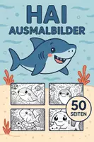Vorschau - Mal- und Bastelvorlagen - Hai Ausmalbilder (50 Malvorlagen) inkl. Stundenentwurf (PDF) - Deckblatt