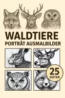 Vorschau - Mal- und Bastelvorlagen - Heimische Waldtiere Porträt Ausmalbilder (25 Malvorlagen) inkl. Stundenentwurf (PDF) - Deckblatt