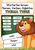 Vorschau - Präsentationen/Tafelbilder - TIERE - Nomen, Verben, Adjektive (Wortarten üben - Tafelmaterial) - Deckblatt