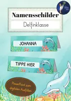 Vorschau - Mal- und Bastelvorlagen - Delfinklasse - Namensschilder (ausfüllbar) - Deckblatt