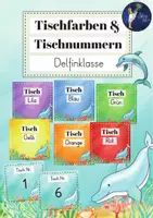 Vorschau - Mal- und Bastelvorlagen - Delfinklasse - Tischfarben und Tischnummern - Deckblatt