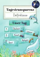 Vorschau - Mal- und Bastelvorlagen - Delfinklasse - Tagestransparenz (Stundenplan) - Deckblatt