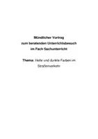 Vorschau - Stundenentwürfe - Mündlicher Vortrag - Helle und dunkle Farben im Straßenverkehr - Deckblatt