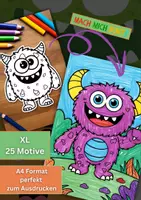 Vorschau - Mal- und Bastelvorlagen - Lustiges Monster Malbuch mit 25 Motiven: Mach mich BUNT! - Deckblatt