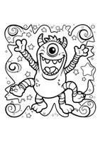 Vorschau - Mal- und Bastelvorlagen - Lustiges Monster Malbuch mit 25 Motiven: Mach mich BUNT! - Seite 1
