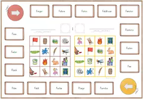 Vorschau - Unterrichtsreihen - Freiarbeit F, Einführung Buchstabe F, 3x Bingo, 6x Domino, 1x Domino Tafelmaterial, vielfach differenziert! Mit Selbstkontrolle - Seite 1
