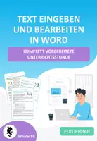 Vorschau - Arbeitsblätter - Komplette Unterrichtsstunde: Text eingeben und bearbeiten in Word - Deckblatt