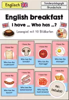 Vorschau - Spiele - English breakfast (Frühstück in England) Lesespiel I have who has..- Englisch - Deckblatt
