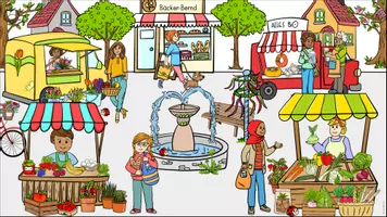 Vorschau - Arbeitsblätter - Wimmelbild Frühling, auf dem Wochenmarkt, Kindergarten, Grundschule, DaZ - Seite 3