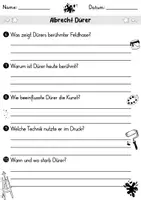 Vorschau - Arbeitsblätter - AB Albrecht Dürer | Kunst | Arbeitsblätter mit Fragen + Lösungen - Seite 2
