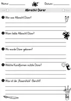 Vorschau - Arbeitsblätter - AB Albrecht Dürer | Kunst | Arbeitsblätter mit Fragen + Lösungen - Seite 1