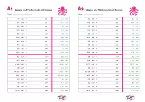 Vorschau - Arbeitsblätter - Mini-Klapptests Längen-, Flächen-, Raum- und Hohlmaße II (mit Komma) - Deckblatt