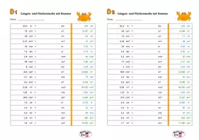 Vorschau - Arbeitsblätter - Mini-Klapptests Längen-, Flächen-, Raum- und Hohlmaße II (mit Komma) - Seite 3