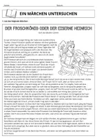 Vorschau - Arbeitsblätter - Märchen Klasse 5/6: Der Froschkönig - Seite 1