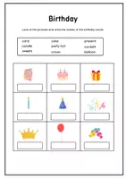 Vorschau - Arbeitsblätter - 🎉 Birthday – English Vocabulary Worksheet for Primary School 🎂 - Deckblatt