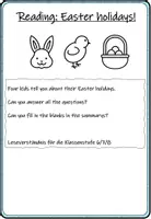 Vorschau - Arbeitsblätter - Reading: My Easter holidays (Leseverständnis ) - Deckblatt