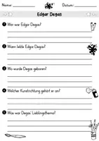 Vorschau - Arbeitsblätter - AB Edgar Degas | Kunst | Arbeitsblätter mit Fragen + Lösungen - Seite 1