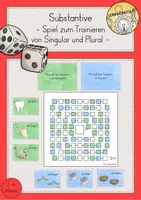Vorschau - Stationenlernen - Substantive, Brettspiel zum Trainieren von Singular und Plural - Deckblatt