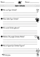 Vorschau - Arbeitsblätter - AB Egon Schiele | Kunst | Arbeitsblätter mit Fragen + Lösungen - Seite 1