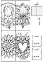 Vorschau - Mal- und Bastelvorlagen - Lesezeichen Tulpen Buchzeichen Blumen basteln Ausmalbilder - Seite 3