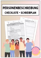 Vorschau - Arbeitsblätter - Personenbeschreibung - Checkliste und Schreibplan (editierbar) - Deckblatt