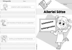 Vorschau - Arbeitsblätter - Schüttelsätze und Schlangensätze Klasse 2-4 | Satzbau Deutsch | Faltheft - Seite 1
