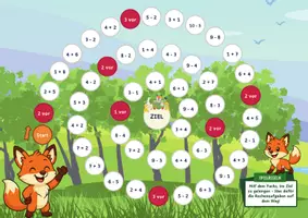 Vorschau - Arbeitsblätter - Mathe-Brettspiel mit dem Fuchs: Addieren und Subtrahieren - Seite 1