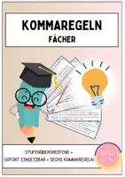 Vorschau - Arbeitsblätter - Kommaregeln Übersicht: "Kommaregelfächer" - Deckblatt