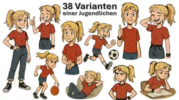 Vorschau - selbst erstellte Cliparts/Grafiken - jugendliches Mädchen (38 Varianten) - Deckblatt