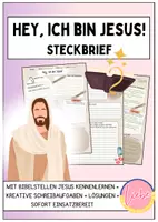 Vorschau - Arbeitsblätter - Steckbrief: Jesus (mit kreativen Schreibaufgaben) - Deckblatt