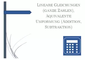 Vorschau - Arbeitsblätter - Lineare Gleichungen (ganze Zahlen), äquivalente Umformung (Addition, Subtraktion) - Seite 1