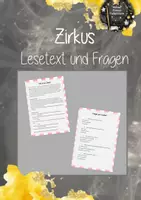 Vorschau - Arbeitsblätter - Zirkus_Lesetext und Fragen - Deckblatt