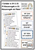 Vorschau - Poster - Klassenregeln Boho Regenbogen | Klassenzimmer Deko | Verhaltensregeln - Seite 2