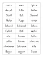 Vorschau - Arbeitsblätter - Doppelkonsonanten Wortkarten zum Ziehen Wörter Liste - Seite 3