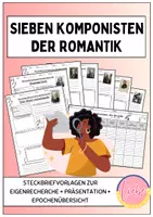 Vorschau - Arbeitsblätter - Komponisten Romantik - Steckbriefvorlagen und Epochenübersicht - Deckblatt