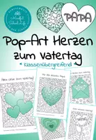 Vorschau - Arbeitsblätter - Pop-Art Herzen: Zum Vatertag – Ausmalbilder - Deckblatt