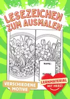 Vorschau - Arbeitsblätter - Lesezeichen Frühlingsblumen Frühling Buchzeichen Kunst Blumen basteln Ausmalbilder - Deckblatt