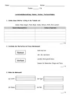 Vorschau - Arbeitsblätter - Arbeit Deutsch - Nomen, Verben und Textverständnis - Deckblatt