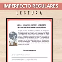 Vista previa - Hojas de trabajo - PRETERITO IMPERFECTO LECTURA VERBOS REGULARES - Portada