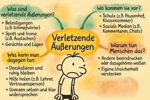 Vorschau - Arbeitsblätter - Arbeitsblatt "Verletzende Äußerungen" + interaktive Lösung & MP3 + Mindmap - Seite 1