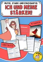 Vorschau - Arbeitsblätter - "Mutig, stark und einzigartig - Ich und meine Stärken!" (Stärken entdecken / Komplimente-Dusche / Reflexion) - Deckblatt