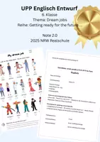 Vorschau - Stundenentwürfe - UPP Entwurf Englisch 6. Klasse Dream Job Prüfung Hör-/Sehverstehen - Deckblatt