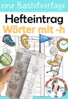 Vorschau - Arbeitsblätter - Hefteintrag / Bastelvorlage - Wörter mit -h - Dehnungs- h und silbentrennendes -h - Deckblatt